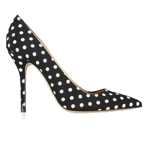 Oscar de la Renta Shoes - Oscar De La Renta Black Canvas Polka Dot Pumps